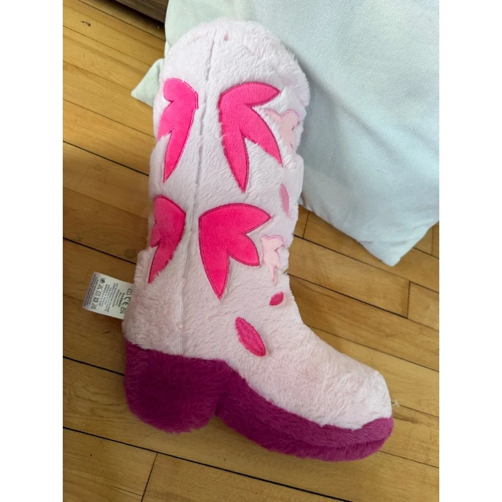 Mimicoco Pink Plush Cowboy Boot Decorative Pillow Western Decor weighted